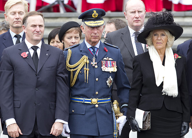 Remembrance Day: Auckland, New Zealand: Prime Minister John Key, Prince Charles and Camilla