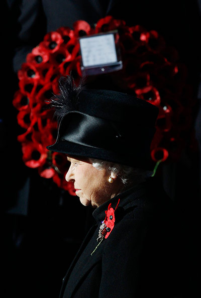 Remembrance Day: London, UK: Britain's Queen Elizabeth attends the ceremony at the Cenotaph