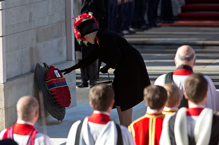 UK Remembrance Day: The Queen lays a wreath at the Cenotaph in Whitehall, London