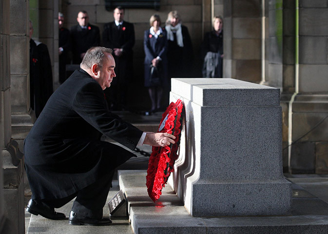 UK Remembrance Day: Scottish First Minister Alex Salmond lays a wreath