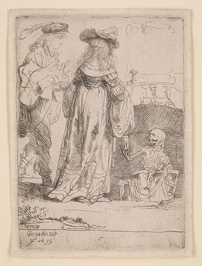 Death gallery: Death Appearing to a Couple by Rembrandt 