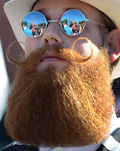 Moustache competition: A bearded competitor