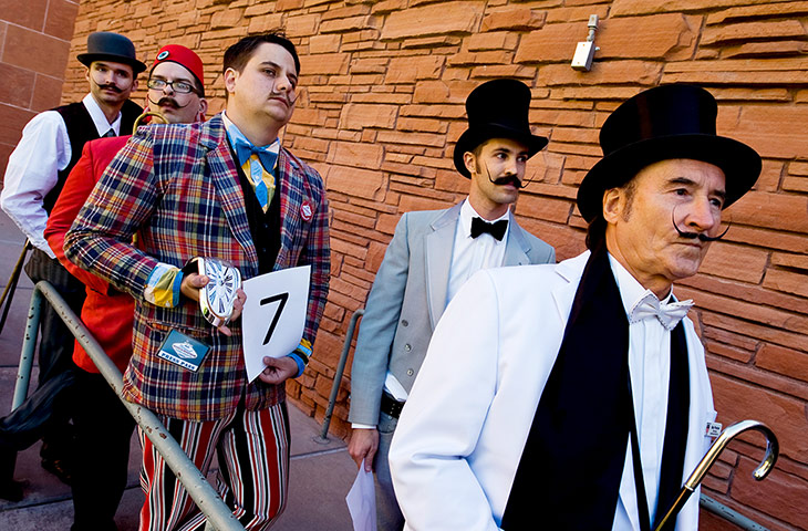 Moustache competition: Competitors in the Dali Moustache category assemble before being judging