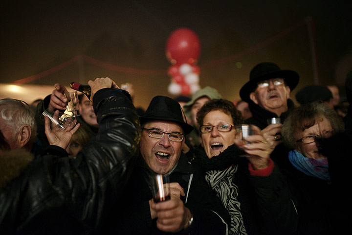 Beaujolais Nouveau: People drink wine and celebrate in Beaujeu's streets