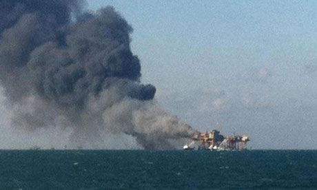 Offshore oil rig fire Louisiana