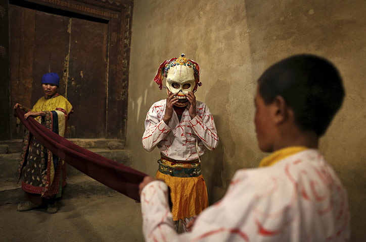 20 Photos: Buddhist monks of the Drukpa Tibetan Buddhist lineage perform a bone dance