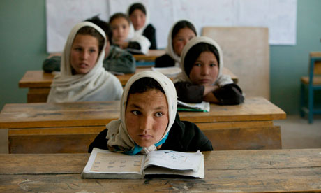 Afghan girls in school in Bamiyan