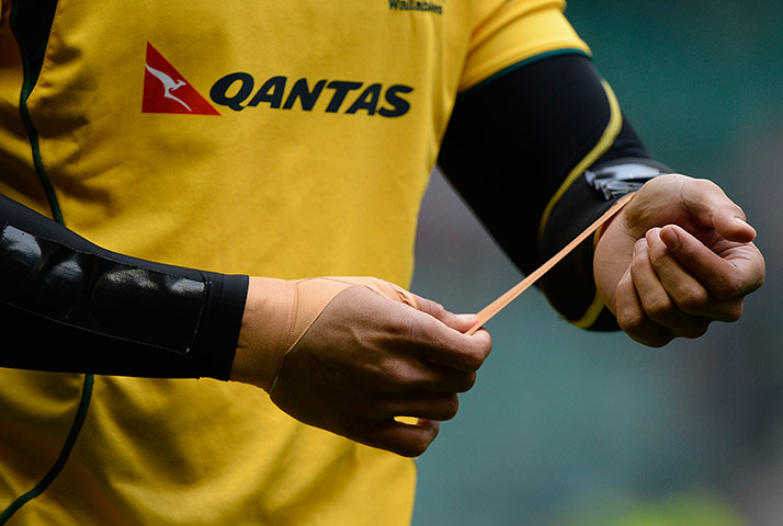 eng v australia: Australian wing Dibgy Ioane tapes up his wrists