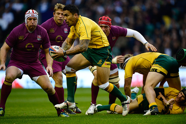 eng v australia: Digby Ioane carries the ball forward