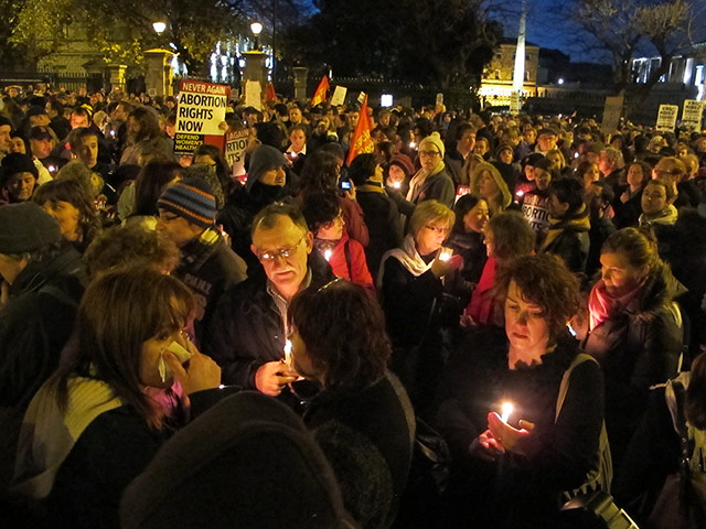 Ireland abortion row: Abortion rights protesters light candles