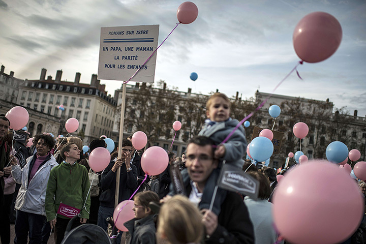 24 hours in pictures: People attend a demonstration against the same-sex marriage