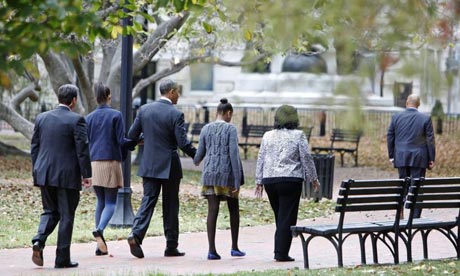 Secret Service agents with the Obamas in Washington