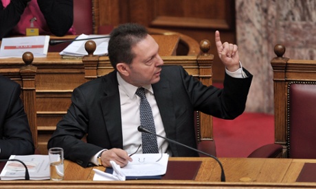 Greece's finance minister Yiannis Stournaras in parliament earlier this week.