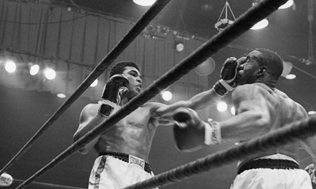 Boxers Clay and Liston Fighting