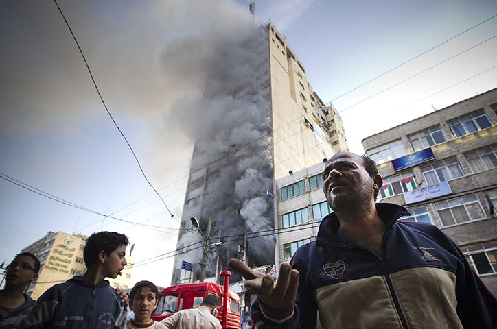 Israel Gaza : The Hamas TV station Al Aqsa in Gaza City is struck for the second time