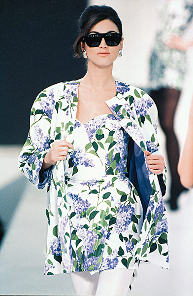 Caroline Charles : Floral dress and matching jacket. 1991, Catwalking