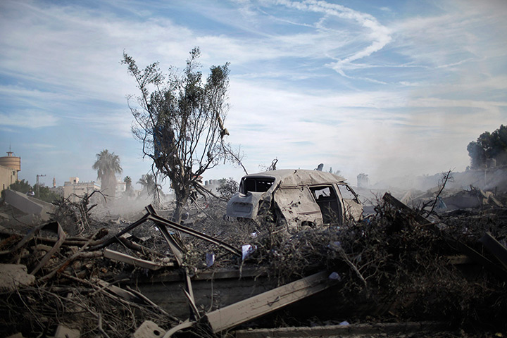gaza conflict : The rubble of destroyed government offices in Gaza City 