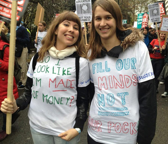 Demo 2012: Demo 2012 Sussex student t shirts