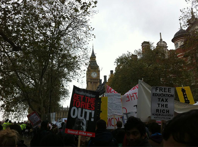 Demo 2012: Marchers vent their anger near Westminster
