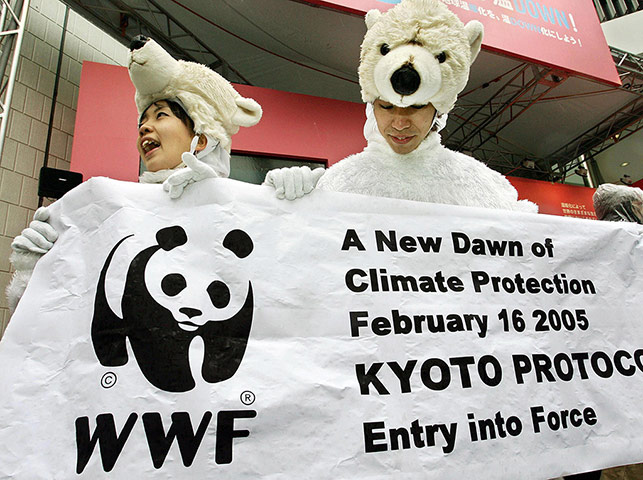 Kyoto history: Activists clad in polar bear outfits hol