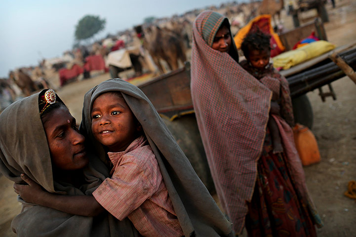 Camel fair: Indian women and children from a herding familes