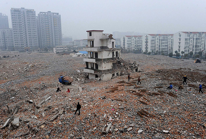 China demolition: A partially-demolished nail house in Hefei