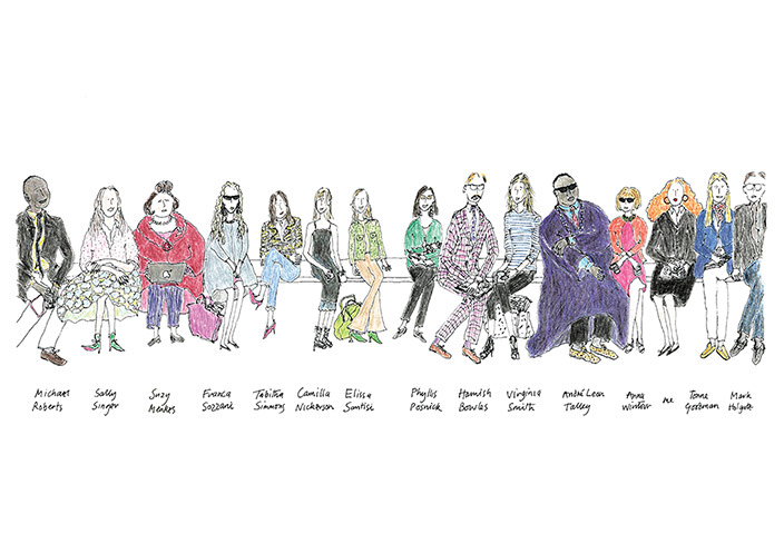 Grace Coddington: Grace Coddington's sketch of fashion’s front row