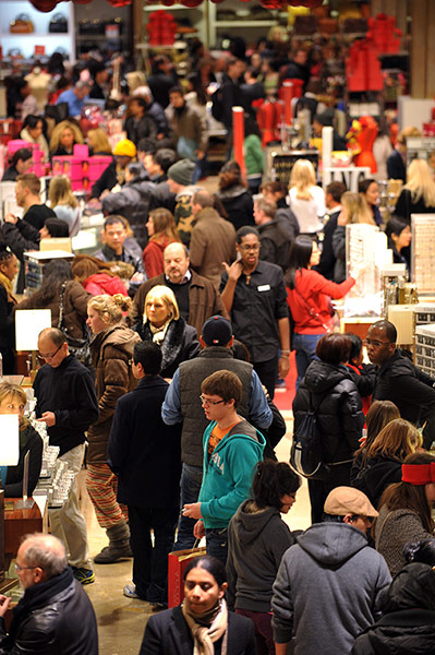 Black Friday: New York: People crowd the first floor of Macy's department store