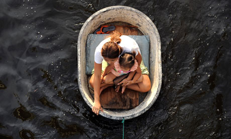 Mother child Bangkok flood