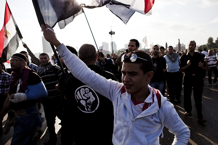 Anti-Morsi protests: A protester takes part in a demonstration