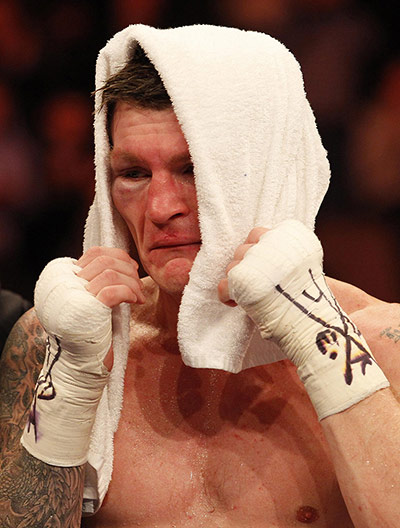 Hatton v Senchenko: Ricky Hatton reacts after losing the fight
