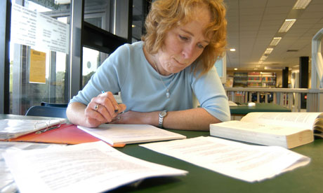 A mature woman working