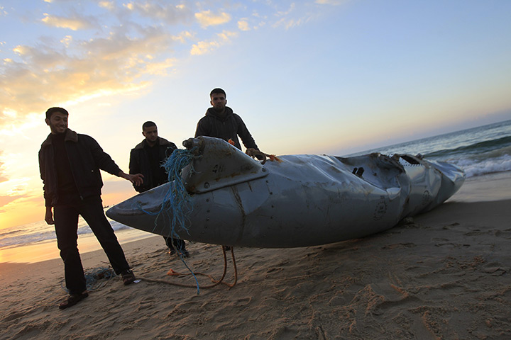 24 hours: Rafah, Gaza Strip: Part of an aircraft which washed ashore