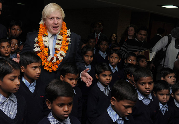 Boris in India: Mayor of London, Boris Johnson poses wit
