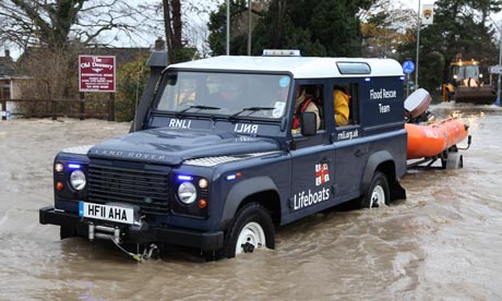 Water emergency teams in St Asaph, north Wales