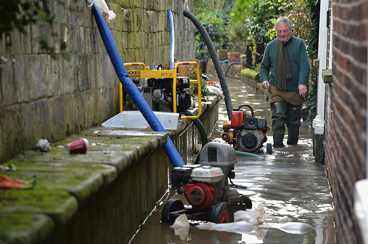 Floods clear-up: Pumps next to the River Ouse in York