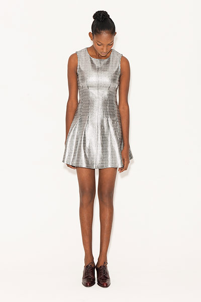 All Ages: Party Dresses: Sheneke wears dress, by Topshop. Lace-up shoes, by Russell & Bromley