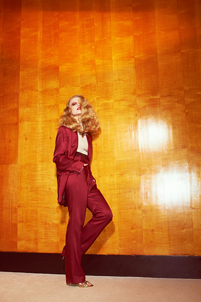 Fashion: Cocktail Hour: Jacket, trousers, polo neck, Acne. Necklace, Tara Jarmon.