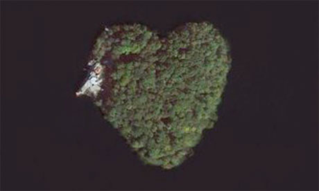 the heart-shaped Petre island seen from above