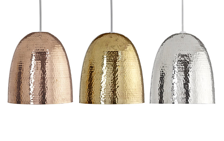 Homes: wish list: Barock hammered shade in copper/nickel/brass, £29.98, from B&Q, diy.com