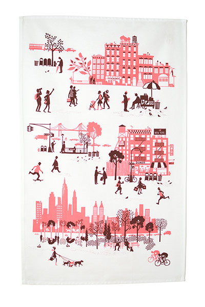 Homes: wish list: Manhattan tea towel in brownstone/pink, $16, from famillesummerbelle.com