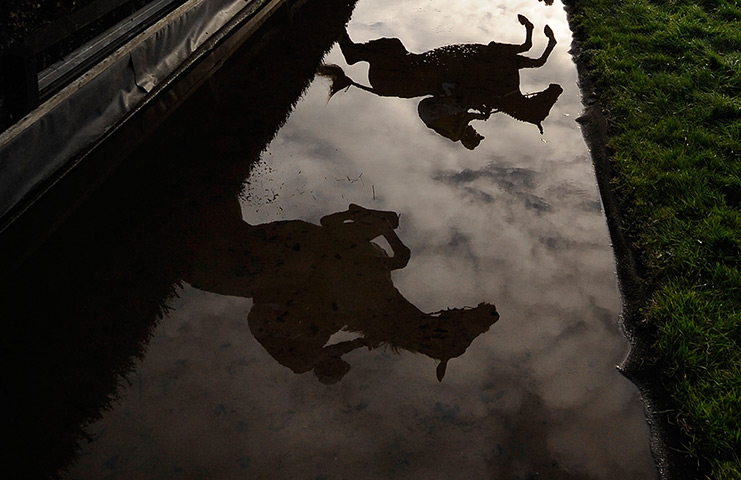 24 hours in pictures: Newbury racecourse