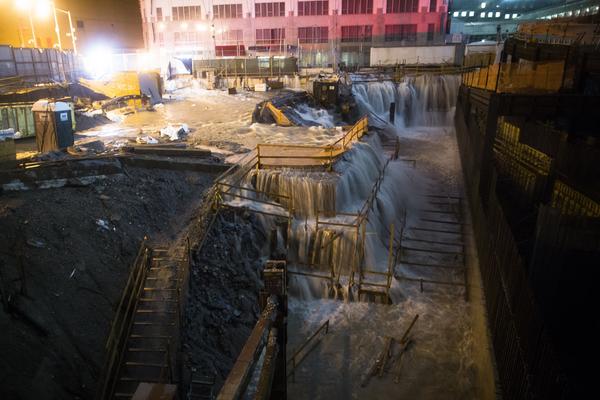Water streaming into ground zero tweeted by @passantino 