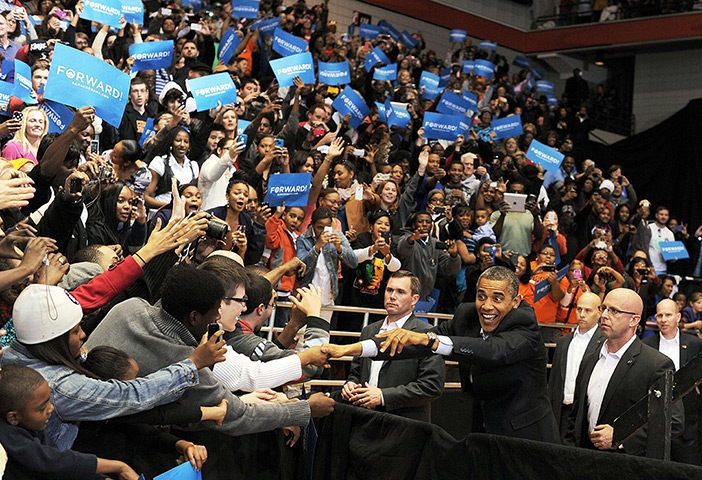 24 hours in pictures: Barack Obama greets supporters at a campaign rally in Cincinnati