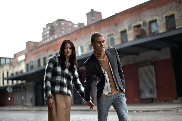 Fashion: H&M in NY: Male and female model in the meatpacking district of New York