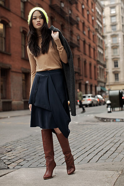 Fashion: H&M in NY: Female model on a New York street