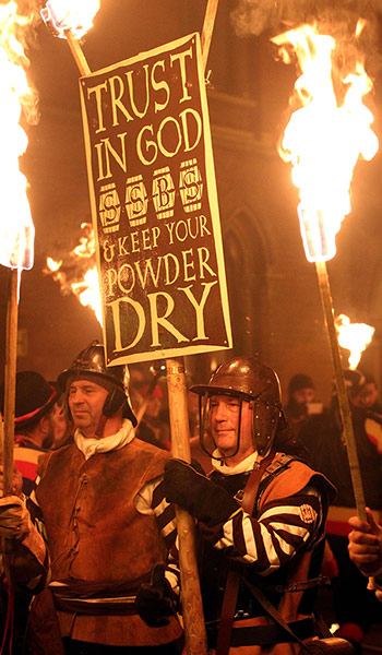 Bonfire parade in Lewes: Bonfire procession in Lewes
