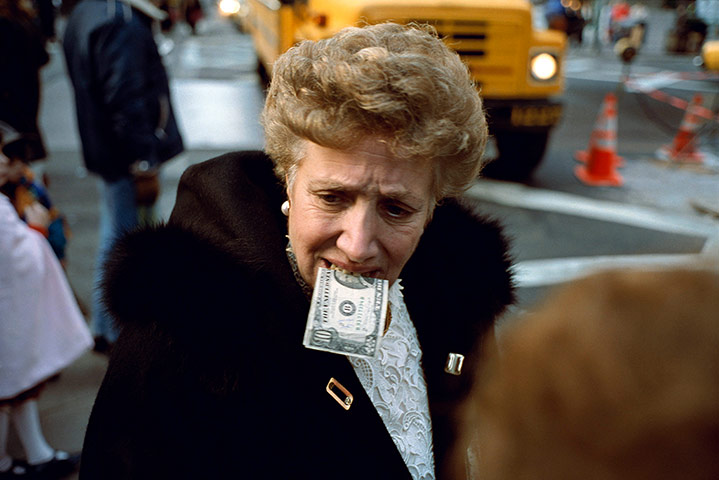 Cartier-Bresson: Unitled ($10 bill in mouth) New York City, by Jeff Mermelstein