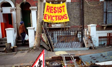 Protesting imminent eviction at Saint Agnes Place squat in Kennington South London.