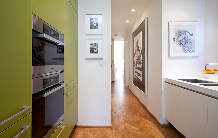 Homes: Little Venice: Kitchen with green cupboards